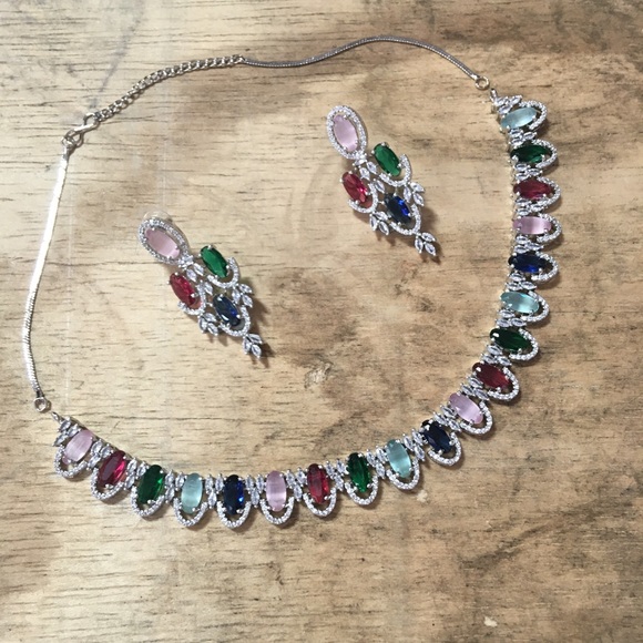 Jewelry - American Diamond Multi Colour Necklace